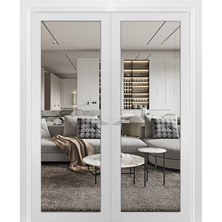 SARTODOORS Double French Interior Door, 60" x 96", White LUCIA2166DD-BEM-6096